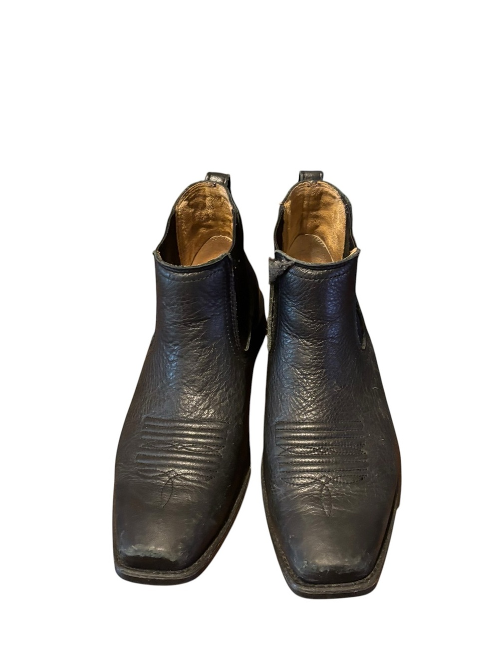 Ariat Booker Ultra Leather Western Chelsea Boots Square Toe Black -Men’s 10 D - Picture 2 of 15